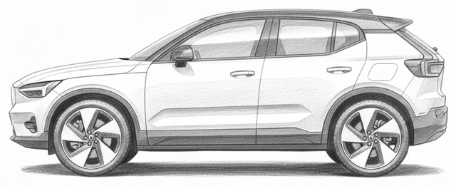 Volvo EX40 kara kalem çizimi